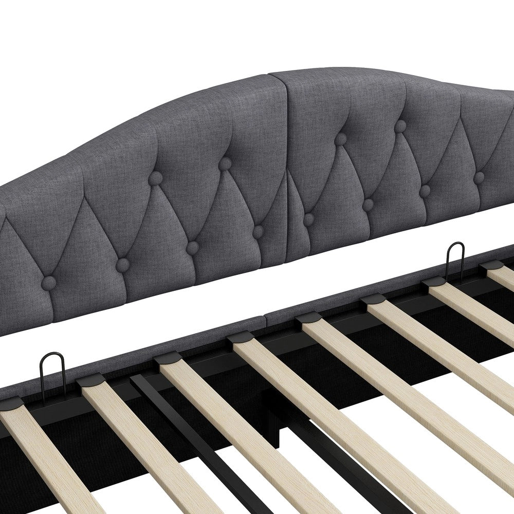 Letto Contenitore Imbottito con LED ¨C MINIMAL ¨C Grigio 140x200