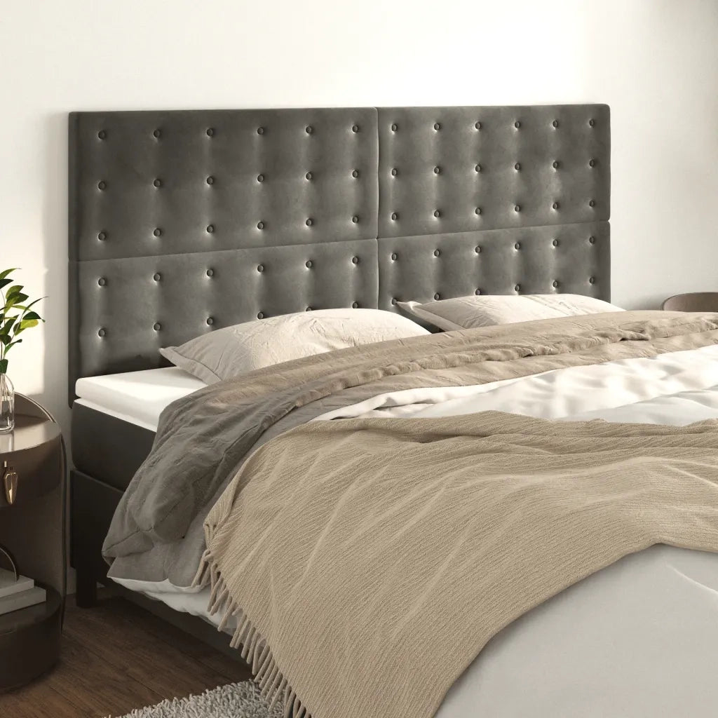 Testiera | Testata Grigio Scuro 160x5x118/128 cm Velluto