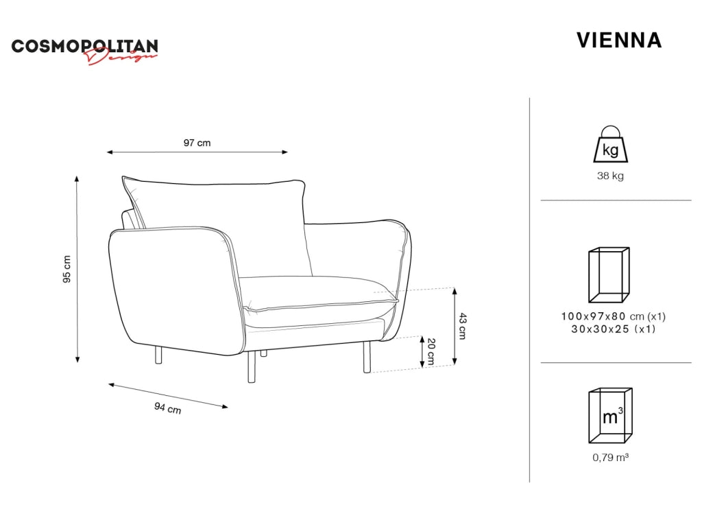 Cosmopolitan Design - Poltrona "Vienna" in velluto verde bottiglia 