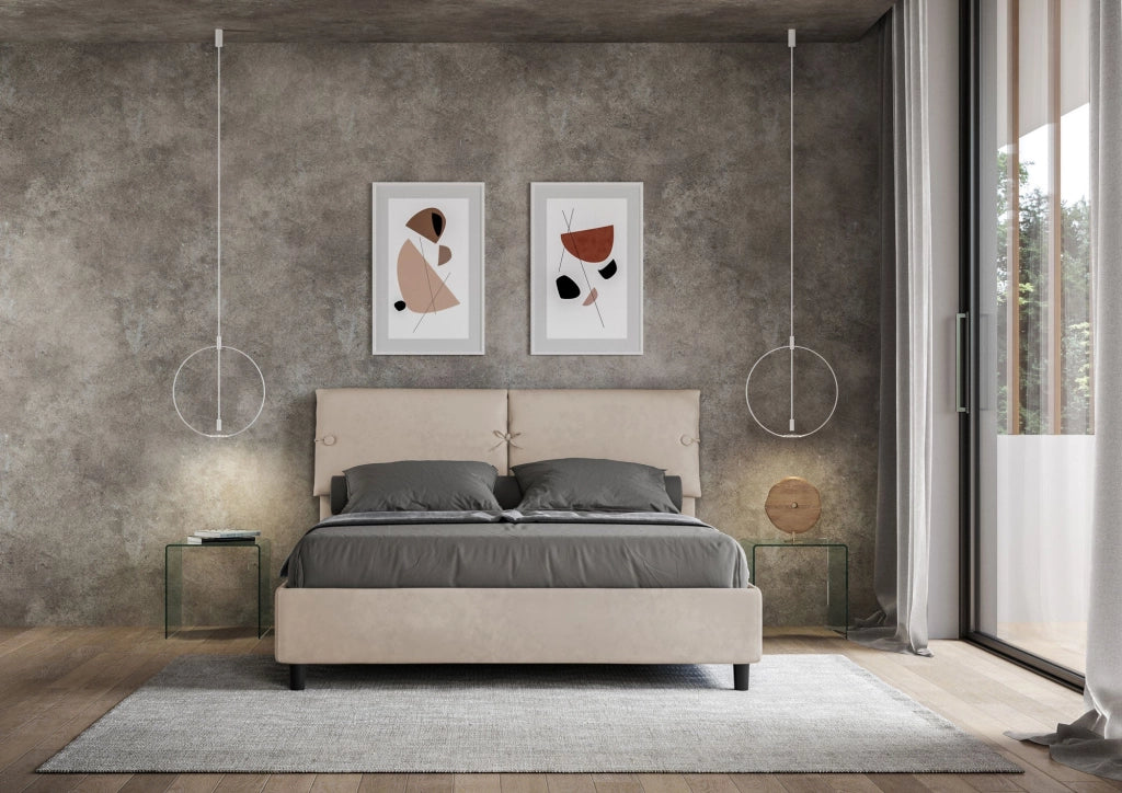 Letto Matrimoniale 160x200 cm con Rete e Contenitore Sleeper Sabbia