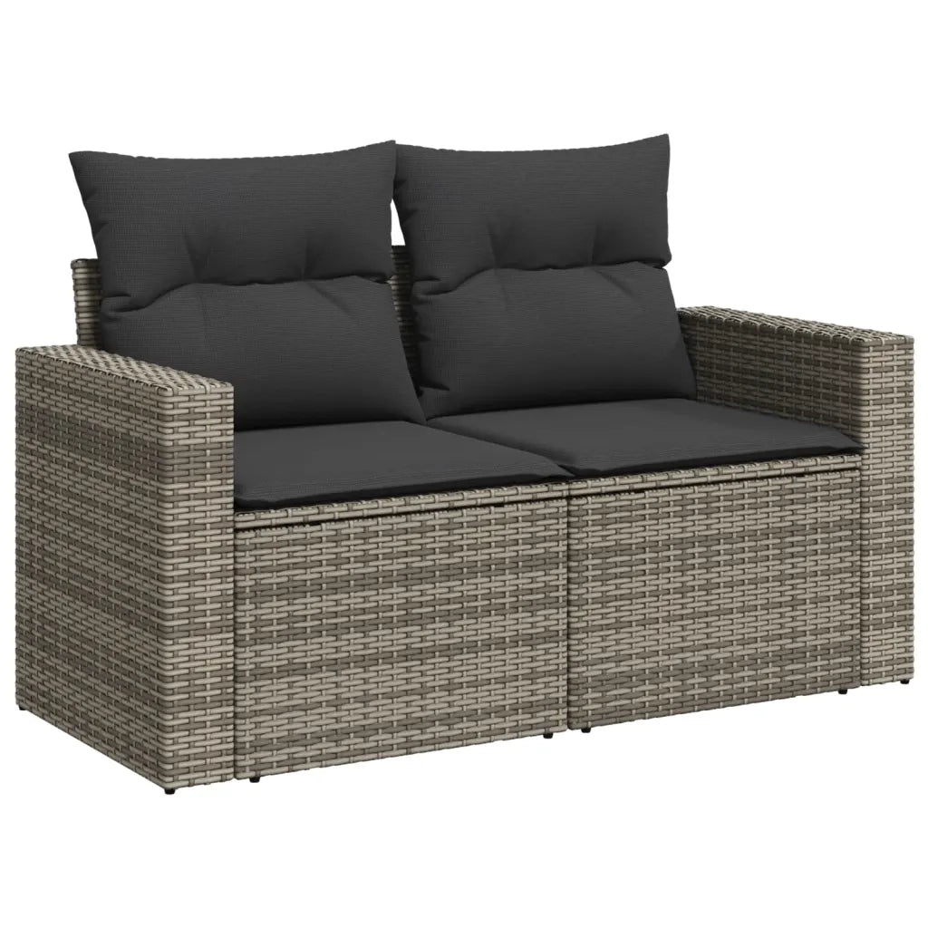 Set Divano da Giardino 9 pz con Cuscini Grigio in Polyrattan 3219410