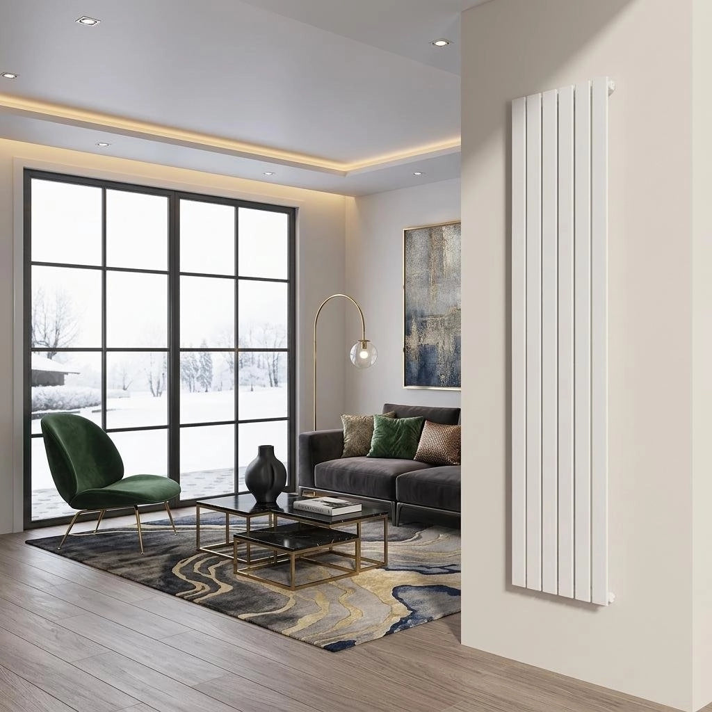 Radiatore da design a piastre 200x45 cm termoarredo verticale a tubi piatti LUCCA Bianco