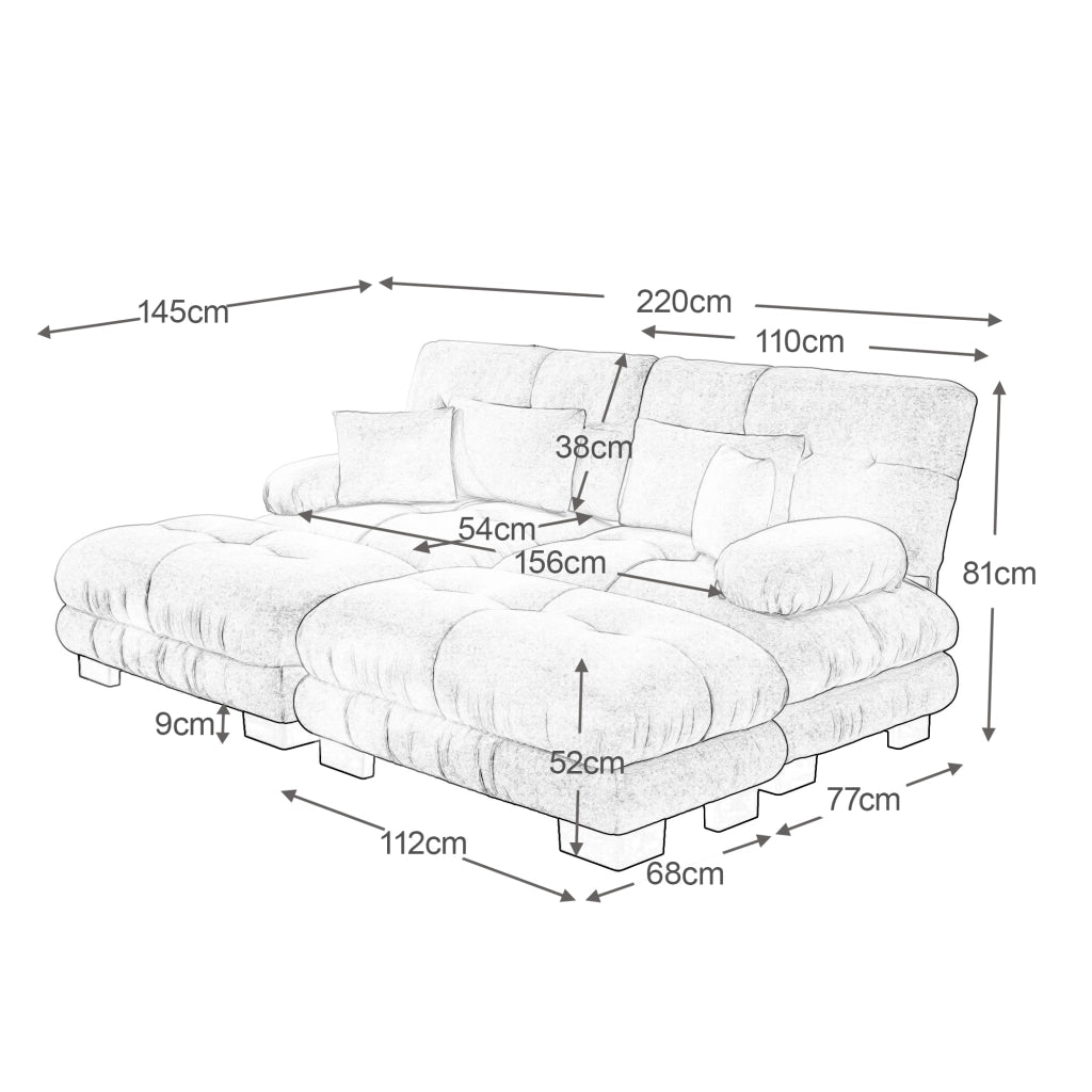 Divano Angolare Chenille 2 Posti con Ottomans e Cuscini ¨C Xylo ¨C Marrone