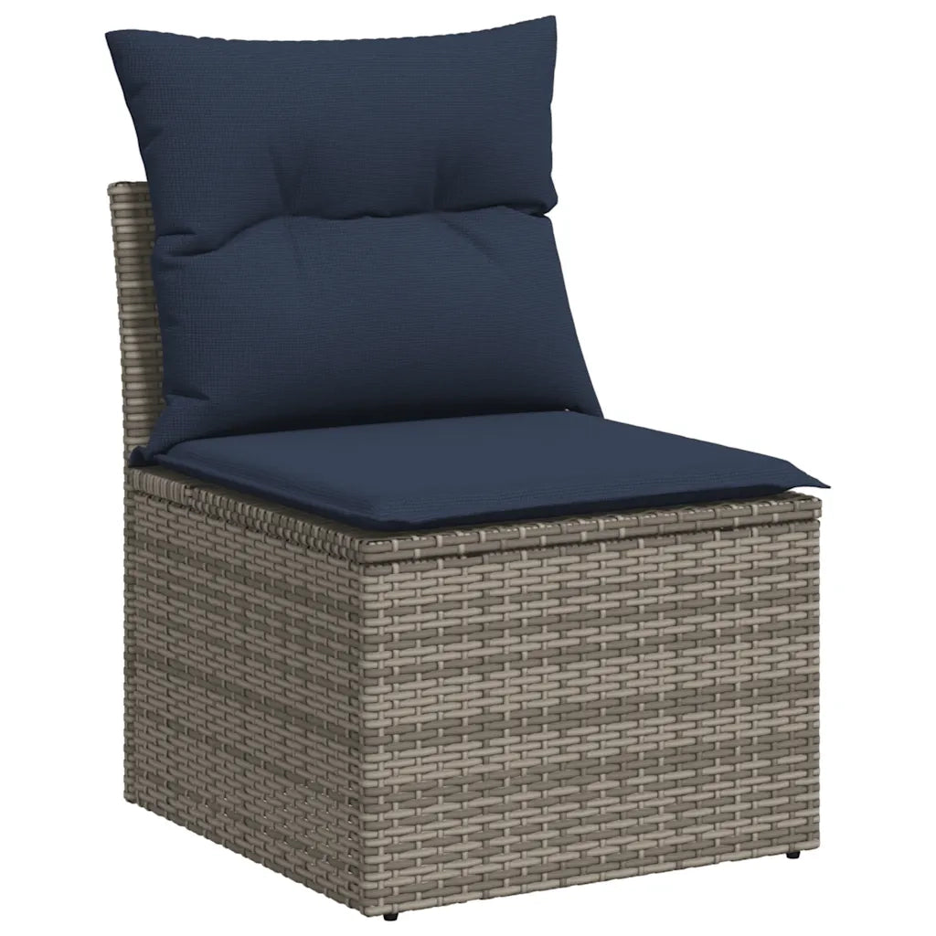 Set Divani da Giardino 13 pz con Cuscini Grigio in Polyrattan 3255872