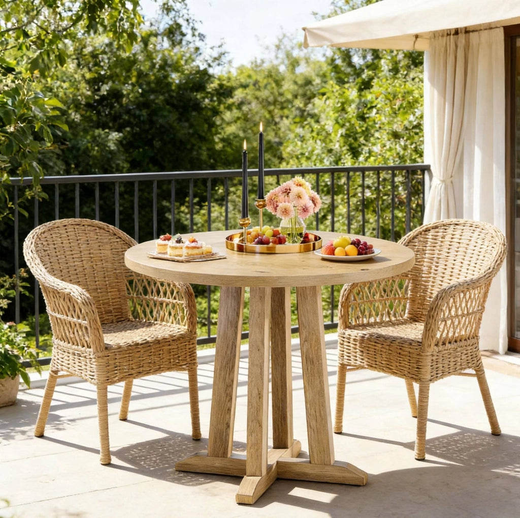 TAVOLO da pranzo rotondo 80 cm in legno marrone