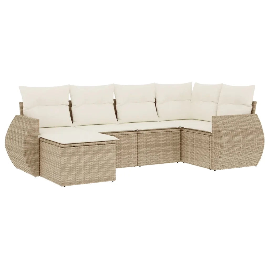 Set Divano da Giardino 6 pz con Cuscini Beige in Polyrattan 3221657