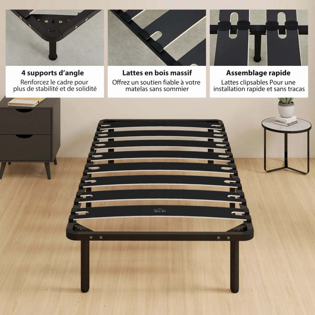 Letto singolo con rete a doghe e contenitore ¨C Minimal ¨C 90x190 cm nero