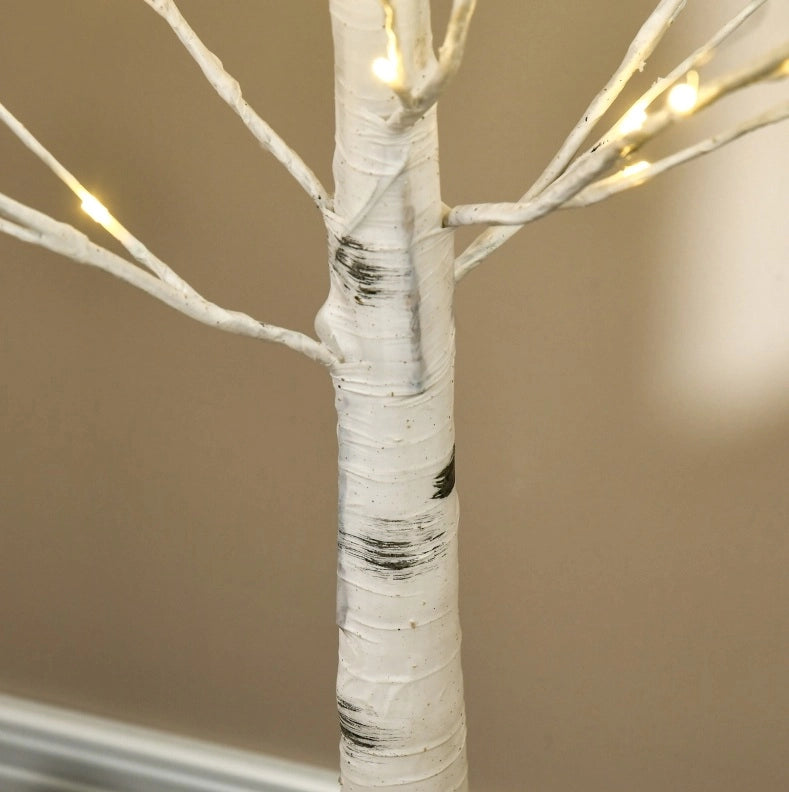 Betulla artificiale con LED, rami flessibili in plastica e metallo, 150 cm, bianca