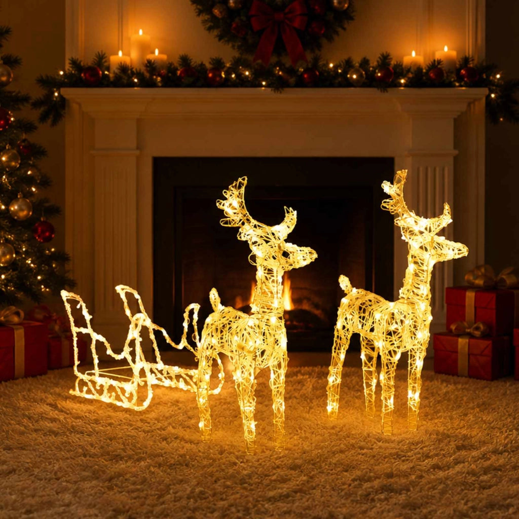 Decorazione Natalizia Renne e Slitta 160 LED 130 cm in Acrilico 328514