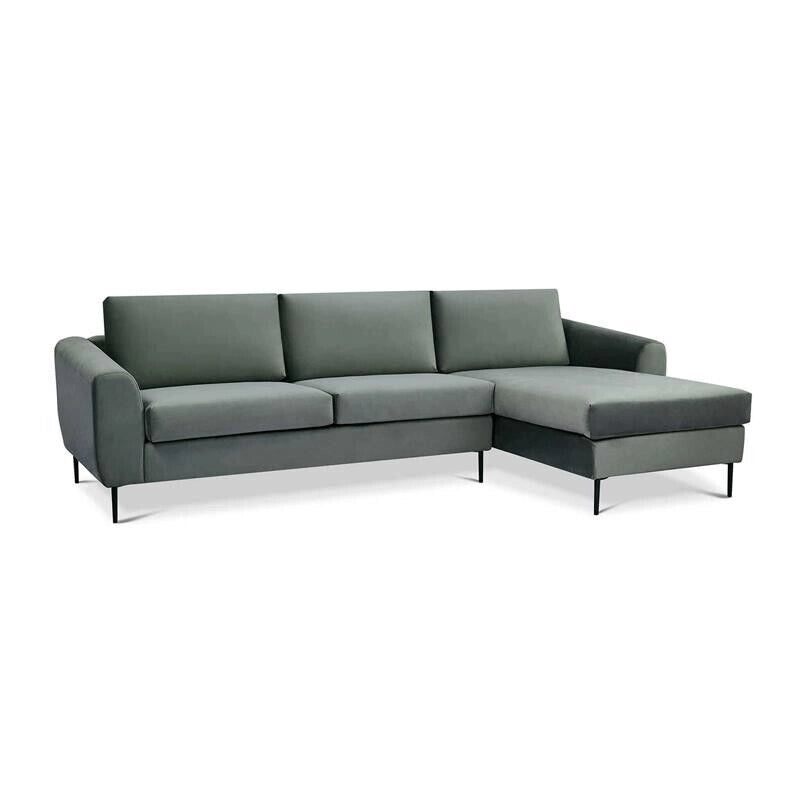 DIVANO CON CHAISE LONGUE GREGORY IN COLORE GRIGIO