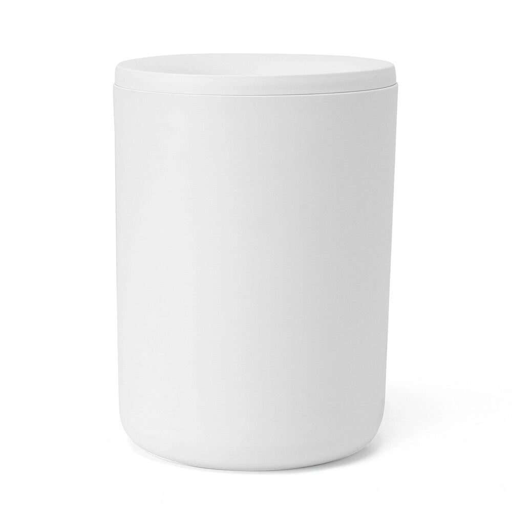 Pattumiera bagno in plastica bianco crema design tondo Pop