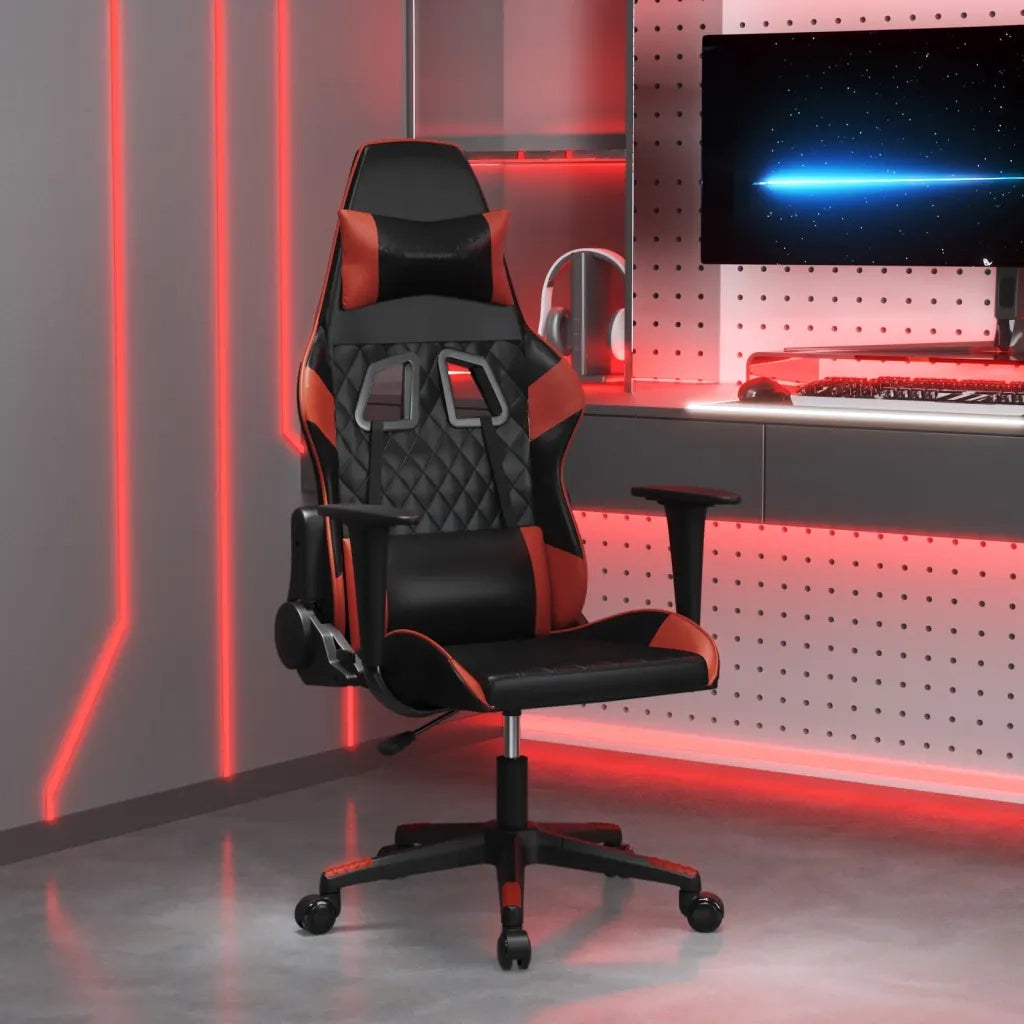 Sedia Gaming Massaggio Nero e Rosso Vino in Similpelle 345518