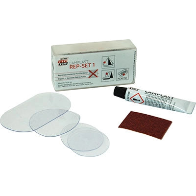 RIPARAZIONE TIPTOP KIT CAMPLAST REP-SET 1 REMA - PVC PU TESSUTI  PEZZE 3 + ACCESSORI- 2 pezzi