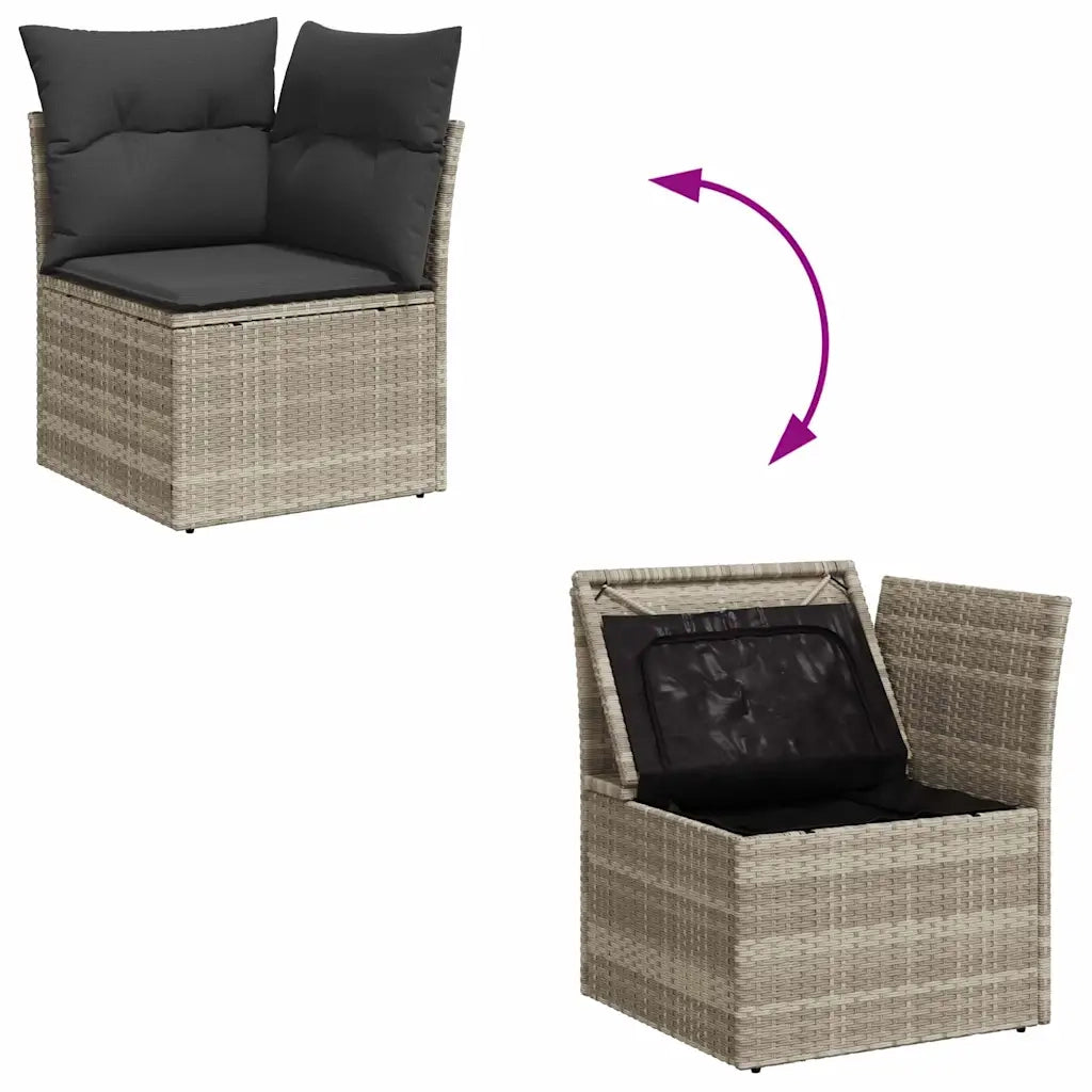 Set Divani da Giardino 11 pz con Cuscini in Polyrattan Grigio 3326233