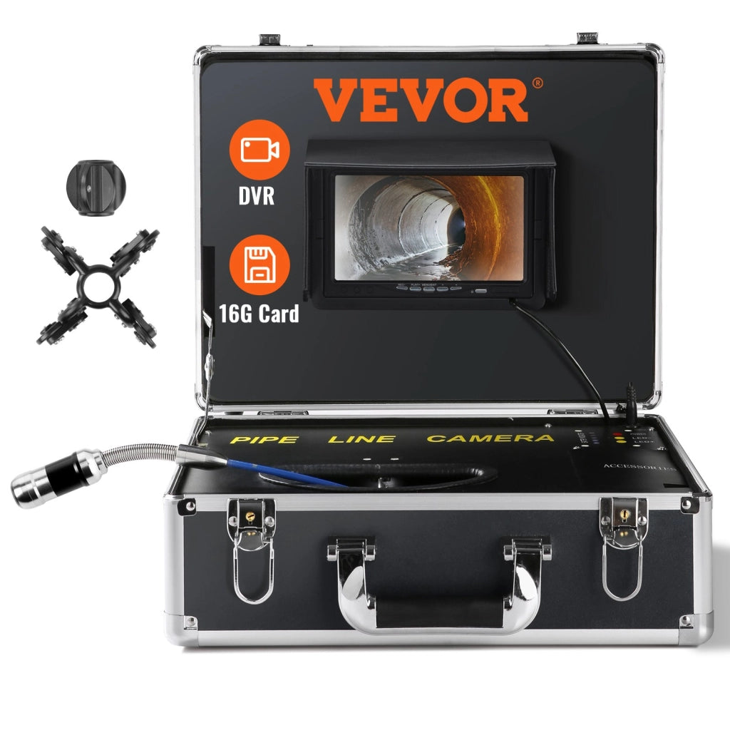 Telecamera per Ispezione Tubi H6 50 m Endoscopio per Scarichi Schermo 7 Pollici IP68 Funzione DVR Cavo Semirigido Scheda SD 16 GB
