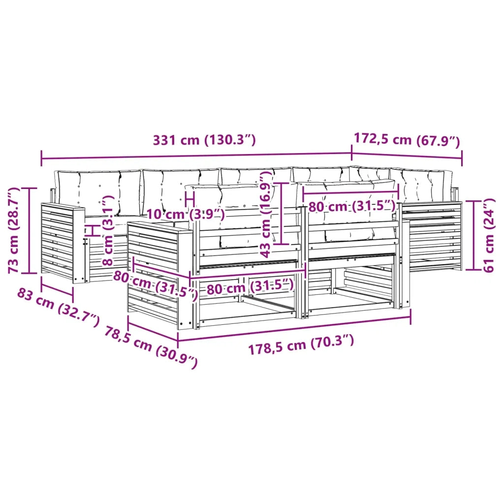Set di divani da esterno 7 pz Bianco e Antracite Poliestere 3390652