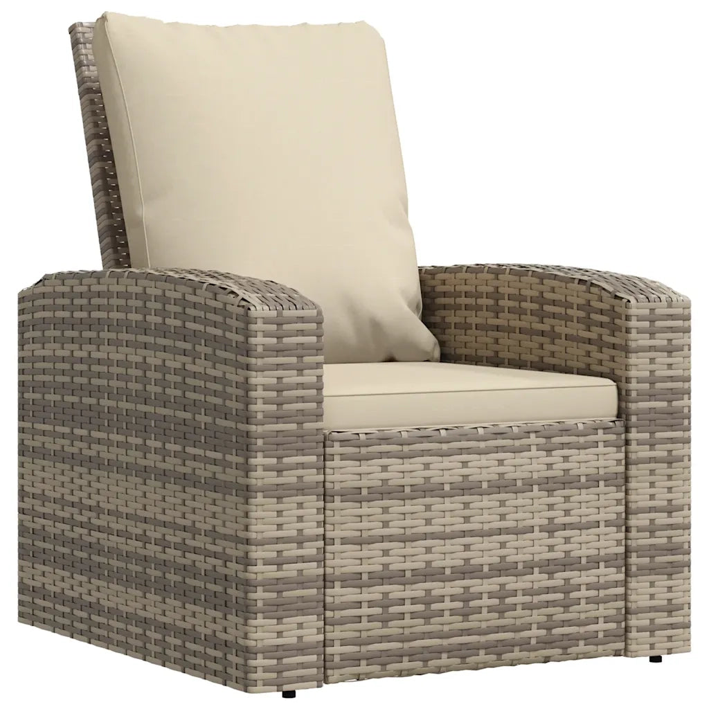 Poltrona Reclinabile Giardino Cuscini Marrone Chiaro Polyrattan 364103