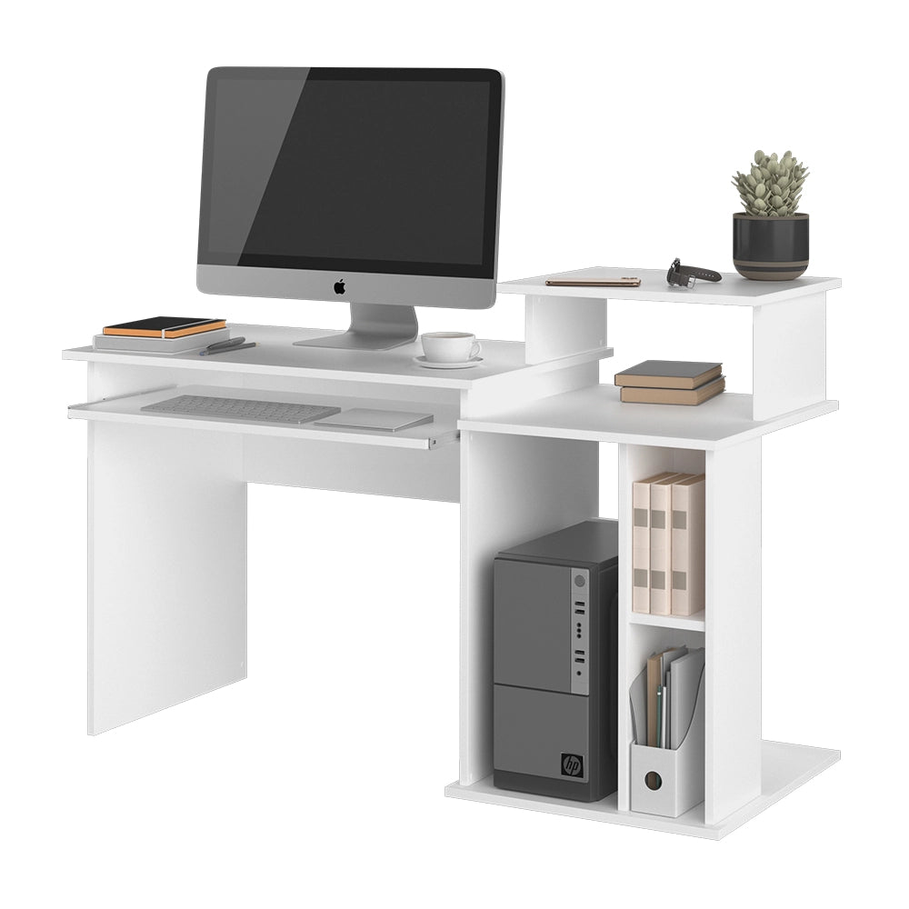 Vicco Scrivania con ripiani Bianco 130 x 55 cm