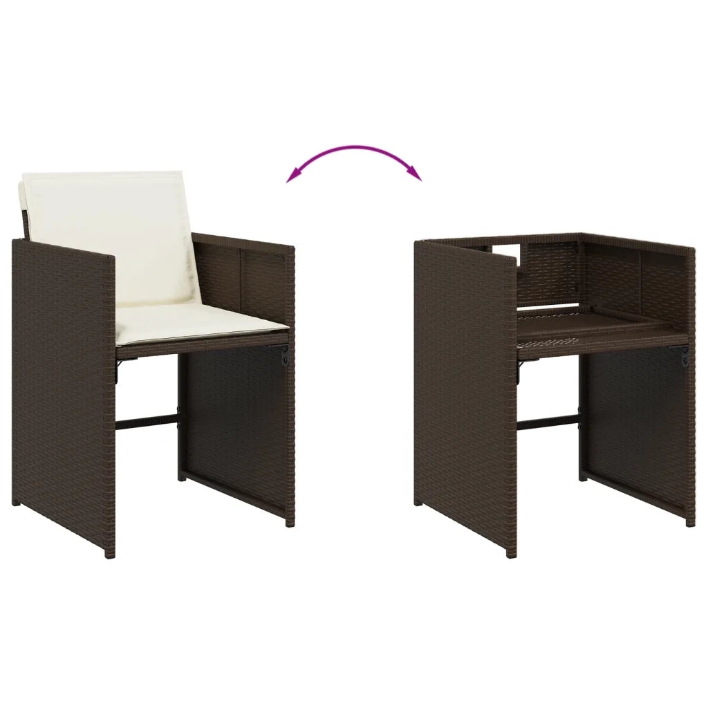 Set da Pranzo da Giardino 13pz con Cuscini Marrone Polyrattan 3277892