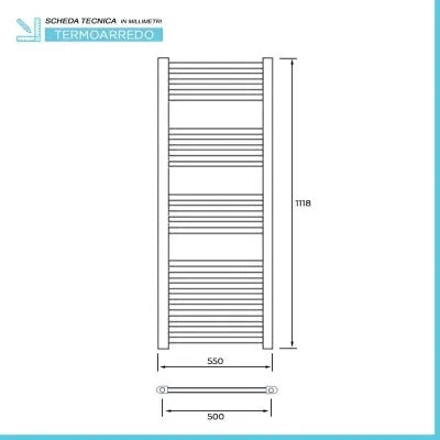 Termoarredo bagno scaldasalviette 55x120 cromo curvo interasse 50 cm