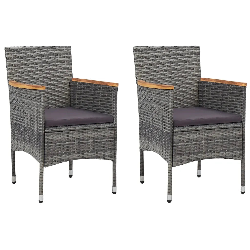Set da Bistrot 3 pz in Polyrattan e Legno Acacia Grigio