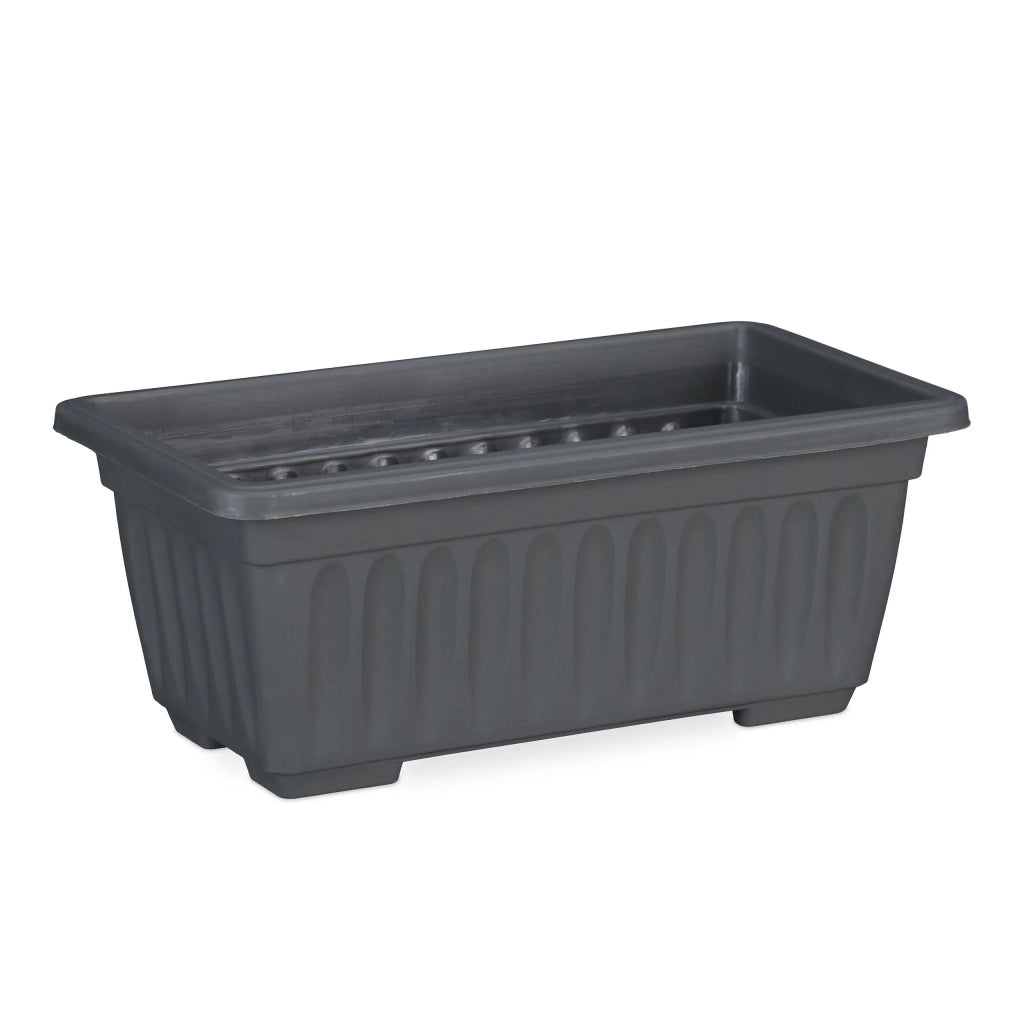 Set di 4 fioriere strette impilabili da giardino interno balcone 14 x 34 x 18,5 cm in plastica antracite 13_0010913