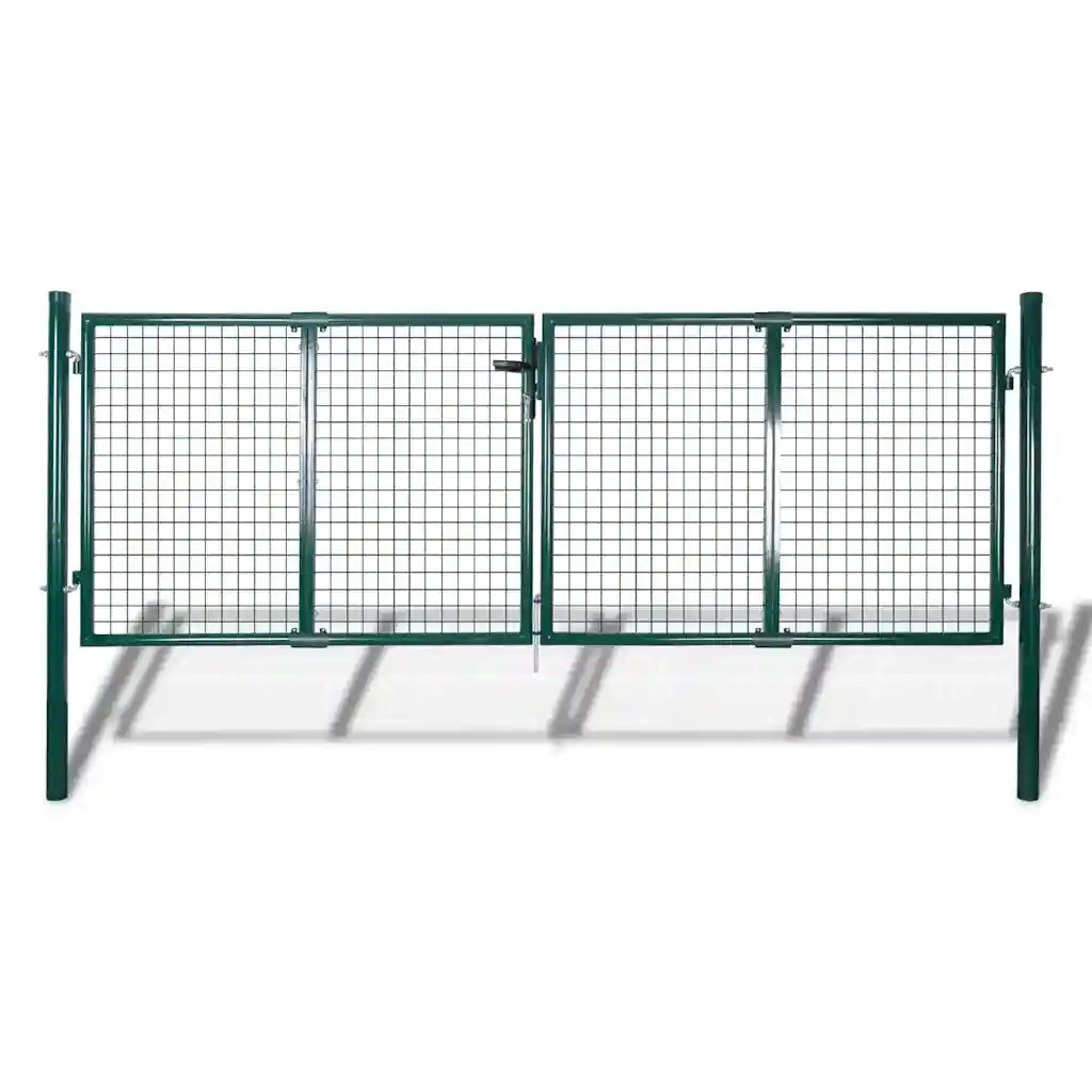 Cancello per Recinzione in Acciaio 300x100 cm Verde 42979