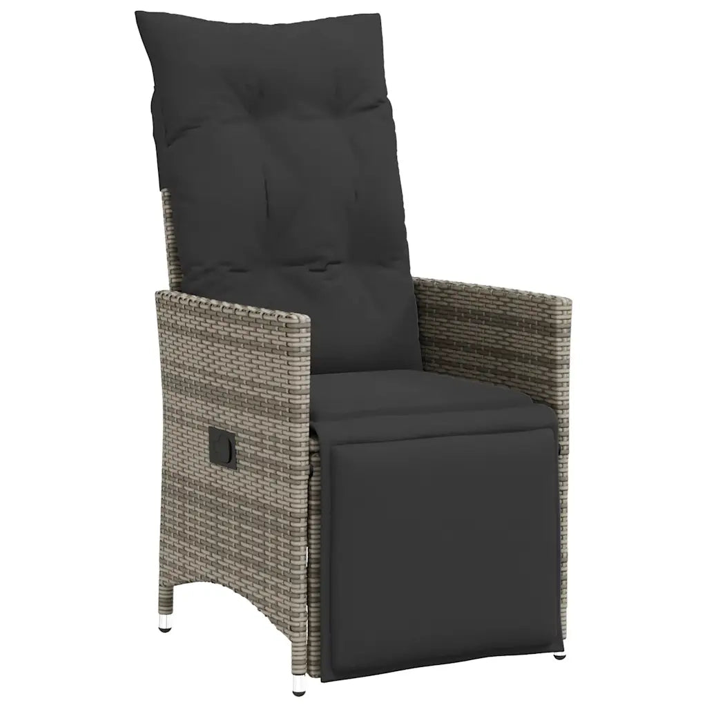 Set Bistrò da Giardino 9 pz con Cuscini in Polyrattan Grigio 3277259