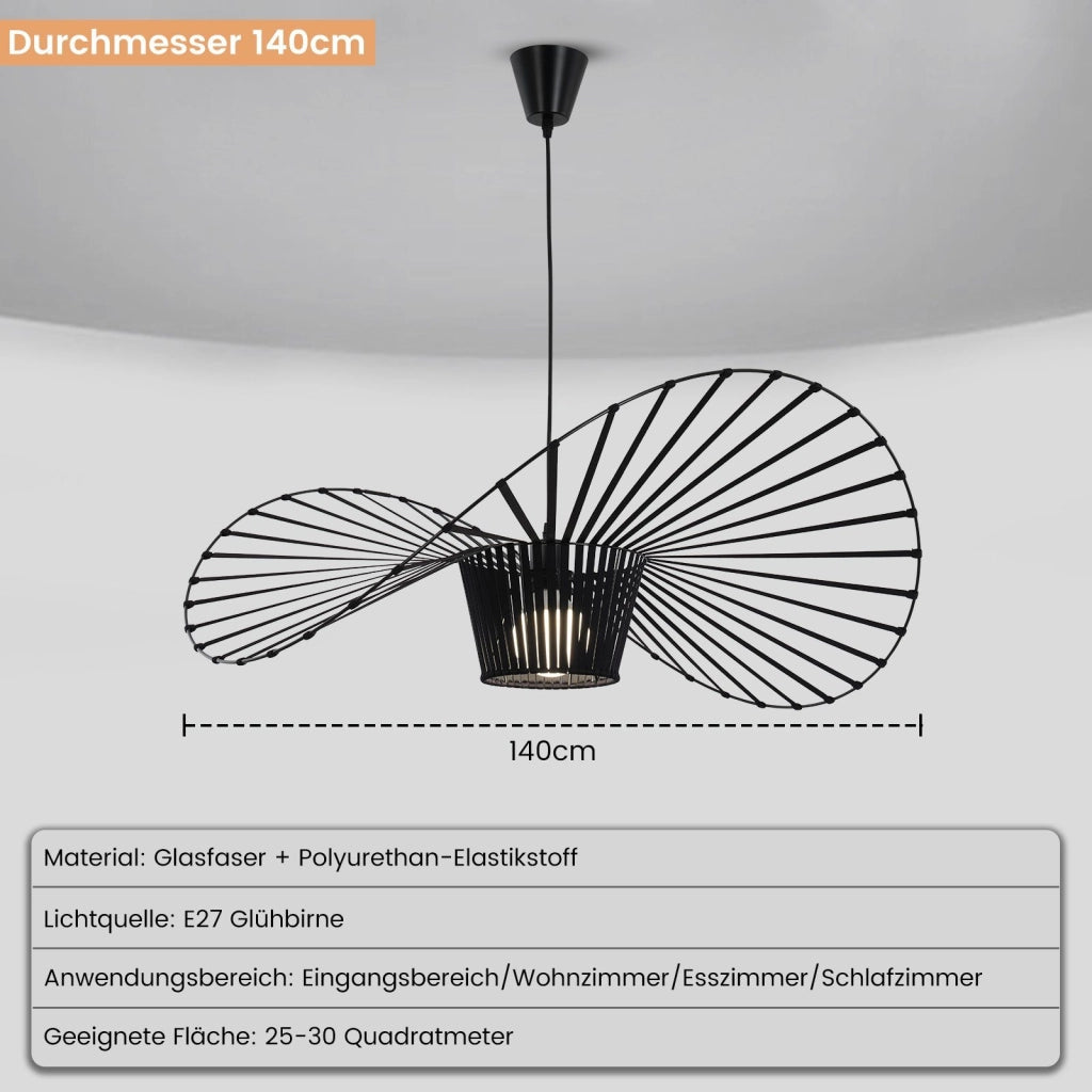 ZMH Lampada a Sospensione Moderna a LED Nero E27 140 cm per Sala da Pranzo