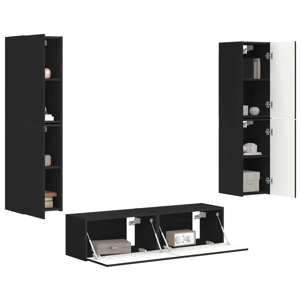 Set mobile TV 6 pcs Nero Legno multistrato