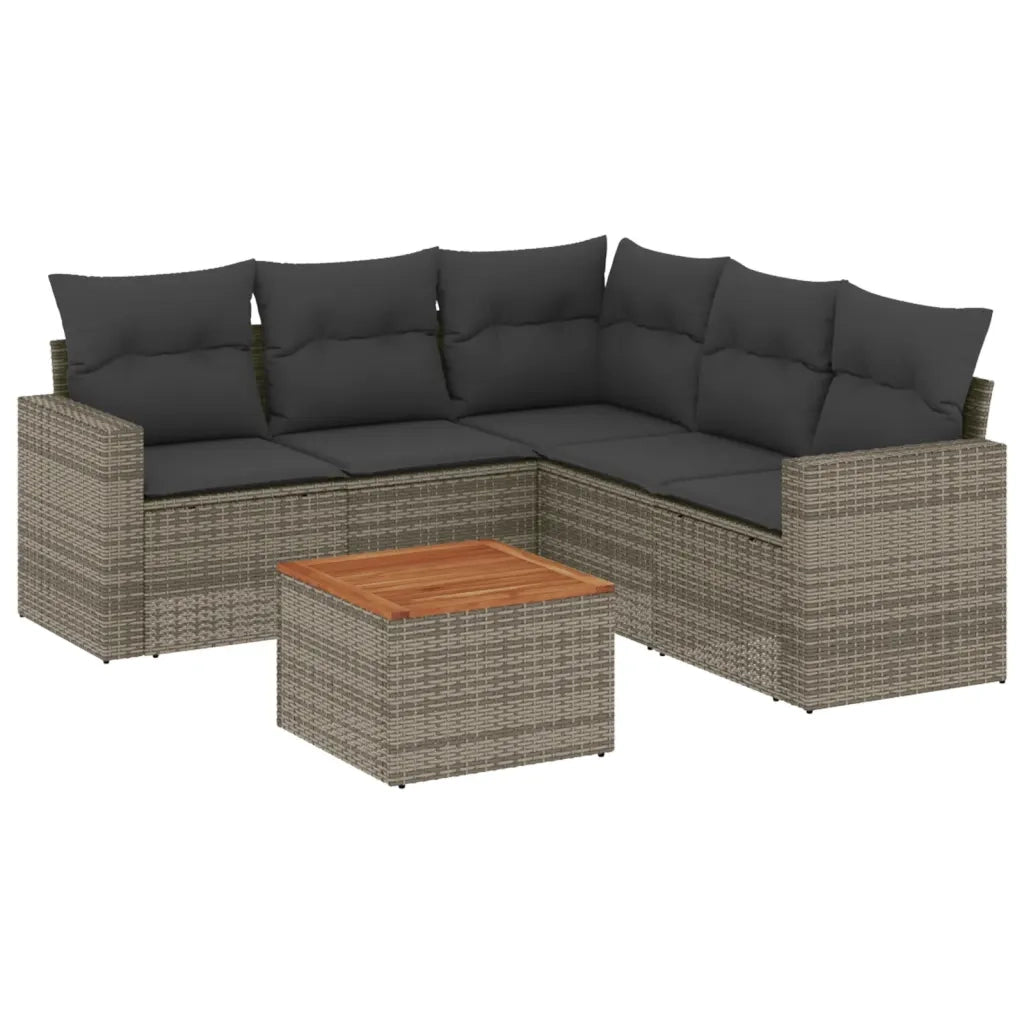 Set Divano da Giardino 6 pz con Cuscini Grigio in Polyrattan 3256452