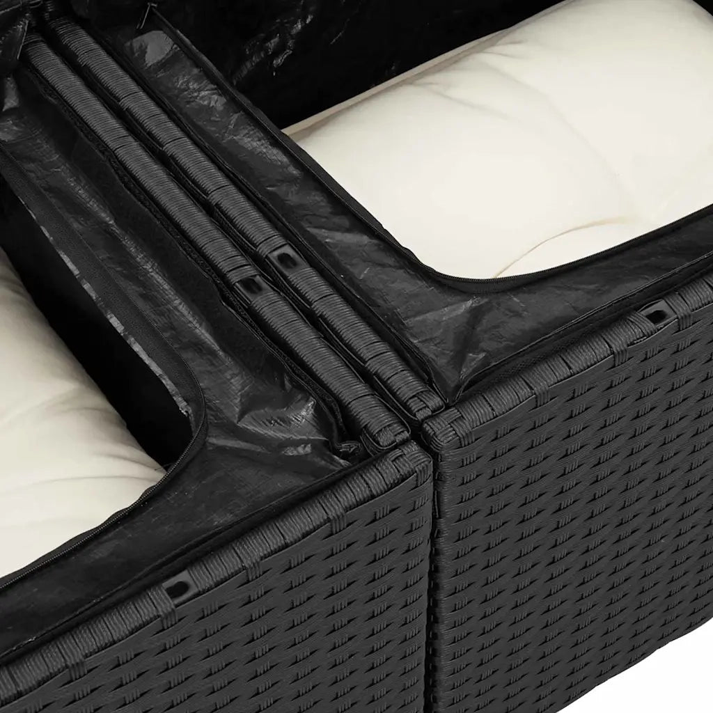 Set Divano da Giardino 9 pcs Nero e Crema polyrattan 3363565