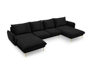Cosmopolitan Design - Divano panoramico "Vienna" 6 posti in velluto nero 