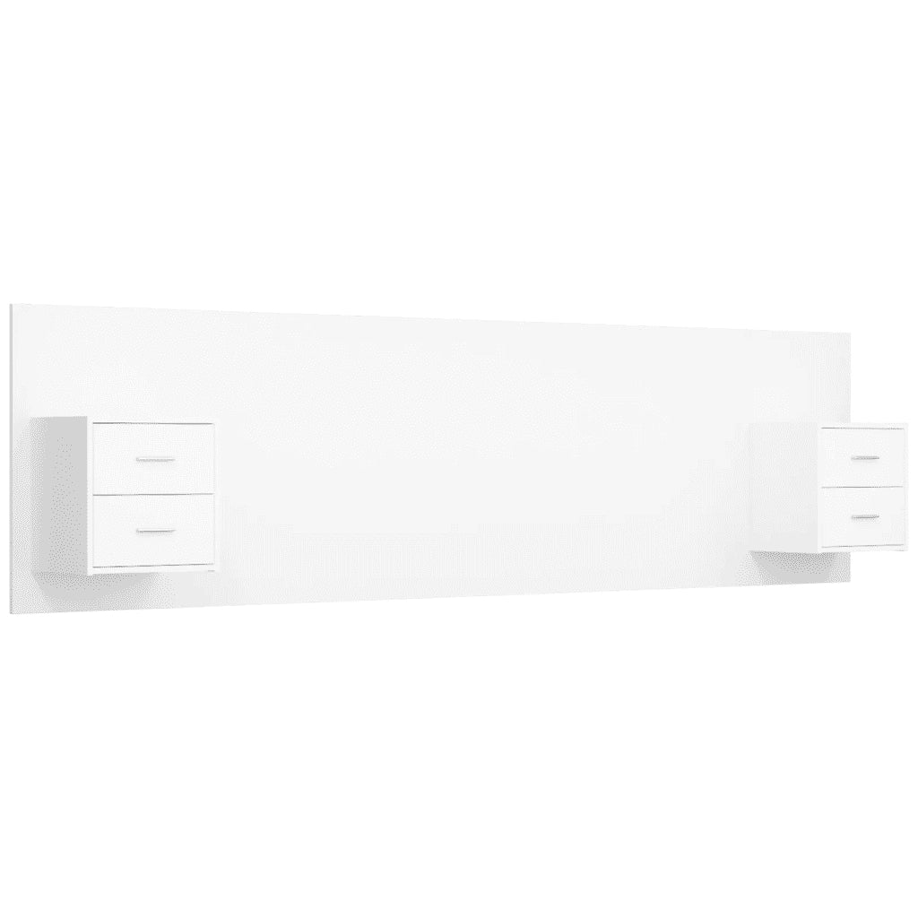 Testiera per Letto con Armadietti in Legno Multistrato Bianco
