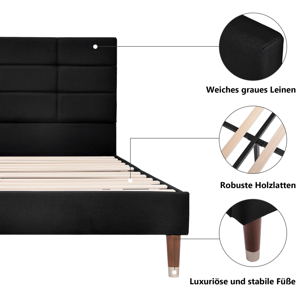 Letto contenitore 180 ¡Á 200 cm con 2 comodini e luci da lettura USB e Type-C; velluto beige