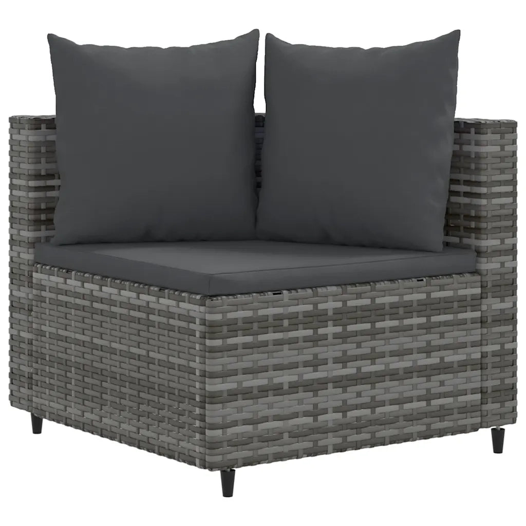 Set Divano da Giardino 5 pz con Cuscini Grigio in Polyrattan