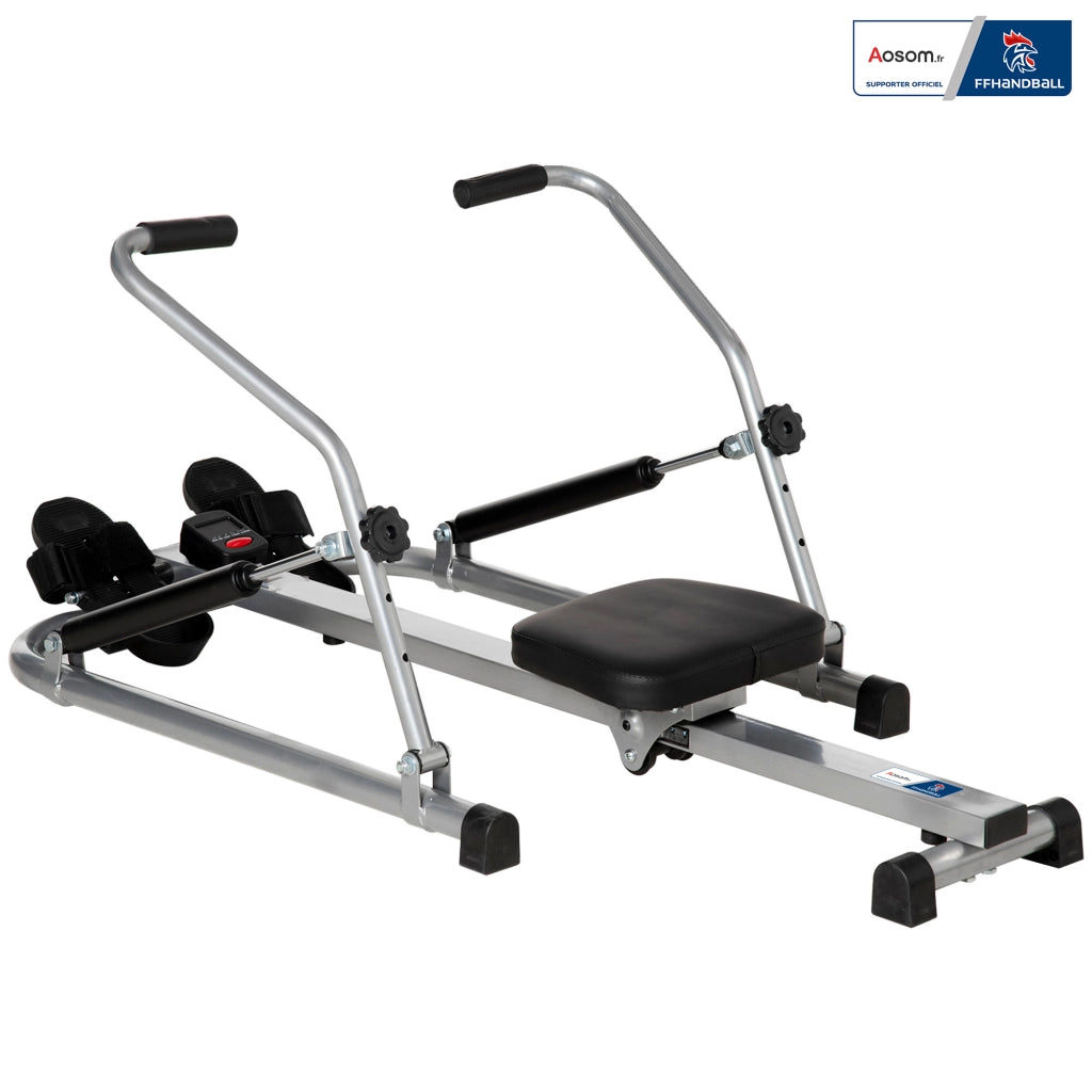 Vogatore da Casa Pieghevole in Acciaio con 3 Livelli di Resistenza e Display Multifunzione per Allenamento Cardio Salvaspazio