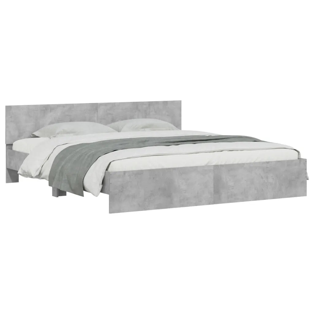 Giroletto con Testiera e LED Grigio Cemento 200x200 cm 3207584