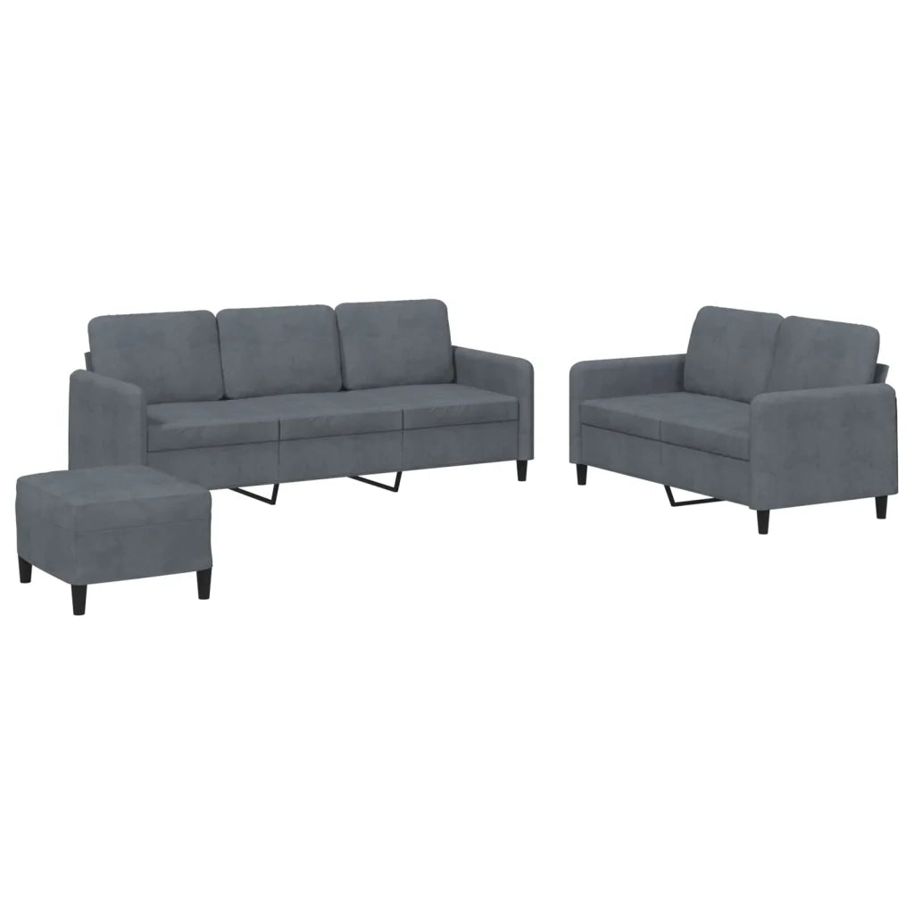 Set di Divani 3 pz Grigio Scuro in Velluto 3202025