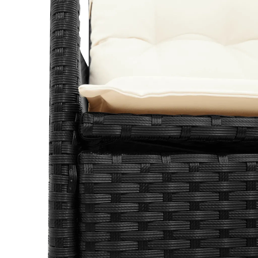 Set da Pranzo da Giardino 7 pz Nero con Cuscini in Polyrattan 3276683
