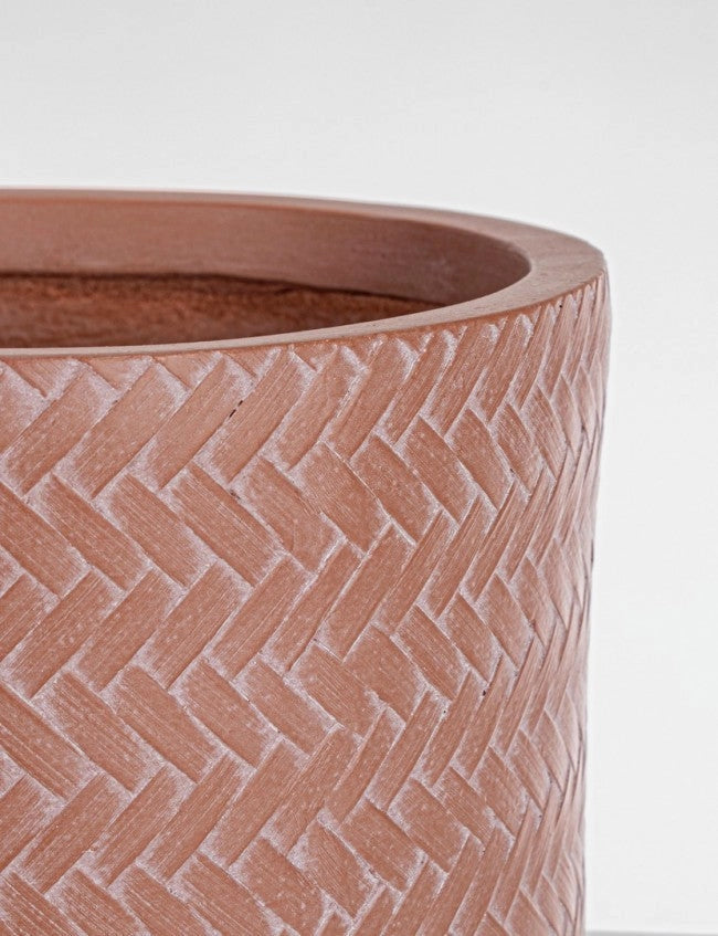 Set 4 Vasi a Cilindro Tressage Terracotta