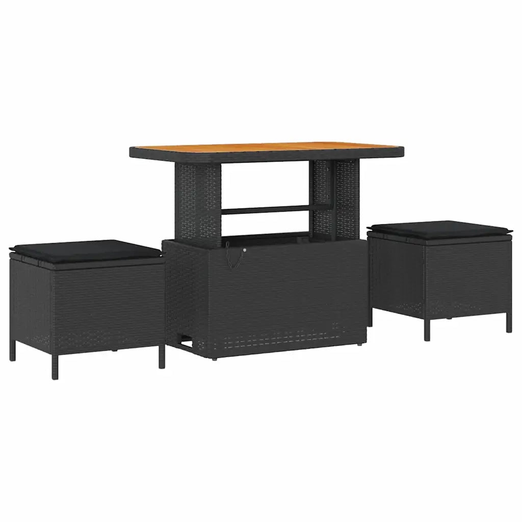 Set Divano da Giardino con archiviazione 9 pcs Nero Poly Rattan 3364429