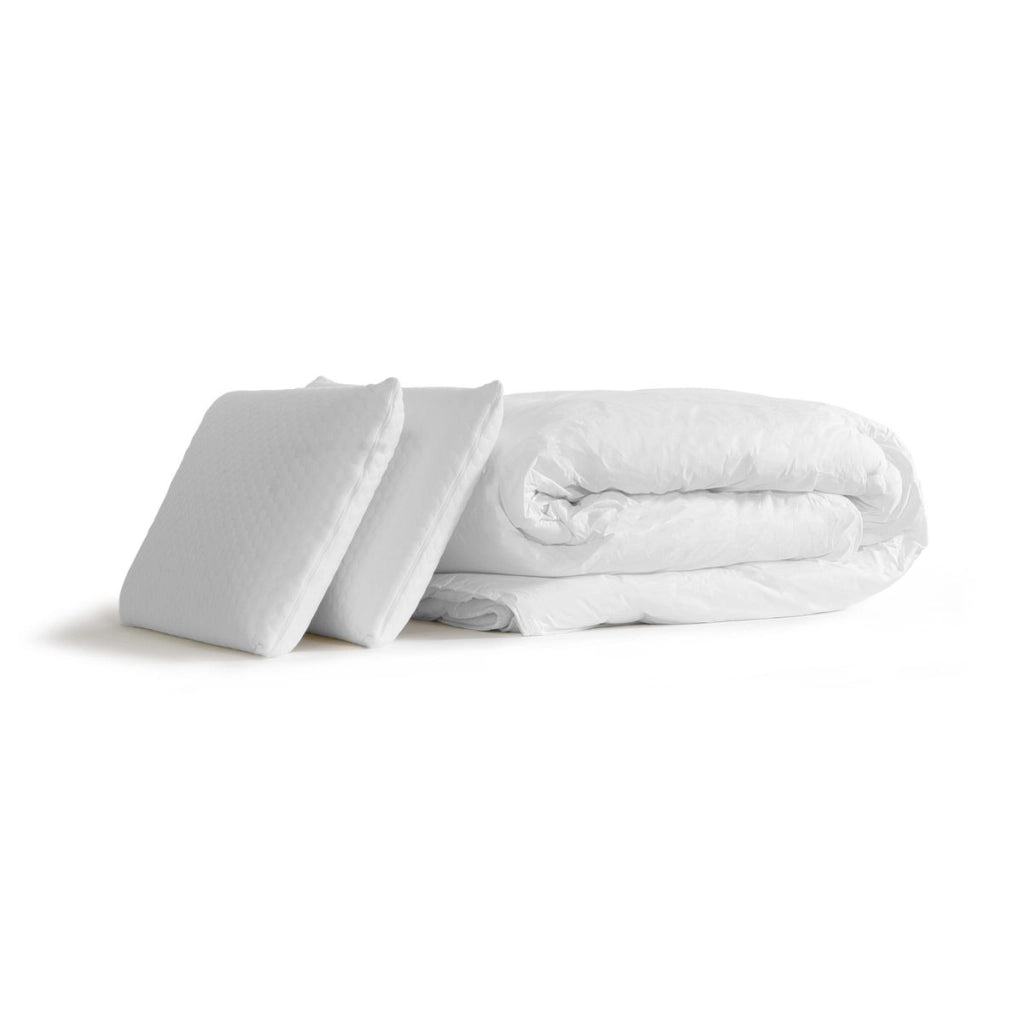 Pacchetto letto completo - Materasso 200x200cm + Box spring con doghe (kit) + 2 cuscini + Piumino - Actimemo Relax