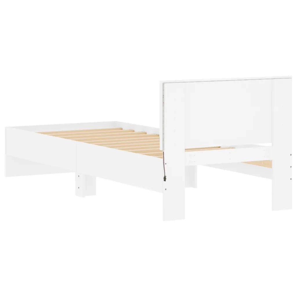 Giroletto con Testiera e LED Bianco 90x190 cm 838834