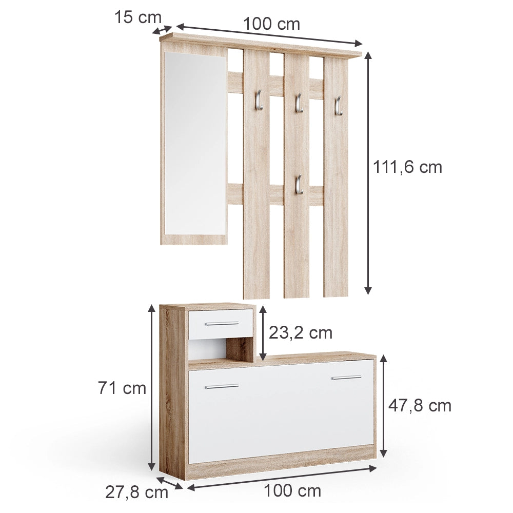 Vicco Appendiabiti Sonoma/Bianco 100 x 111.6 cm