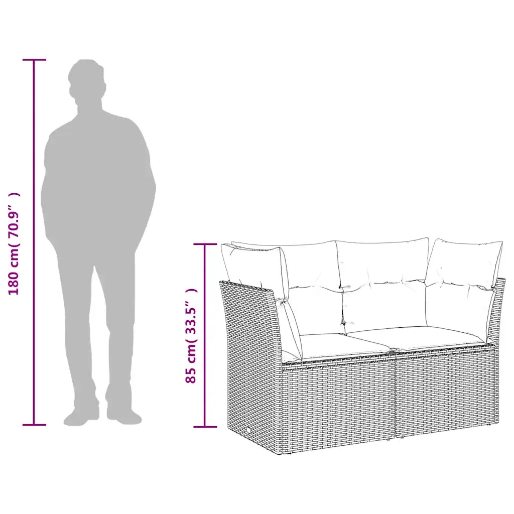 Divano da Giardino con Cuscini 2 Posti-Sofa da giardino Grigio in Polyrattan 937861