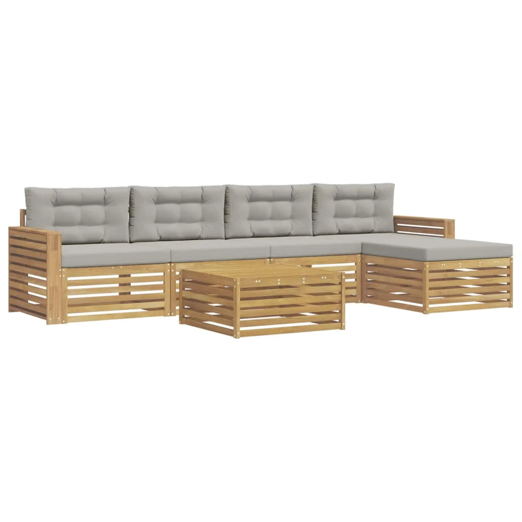 Set di divani da esterno 6 pz Bianco e Grigio Chiaro Poliestere 3390371