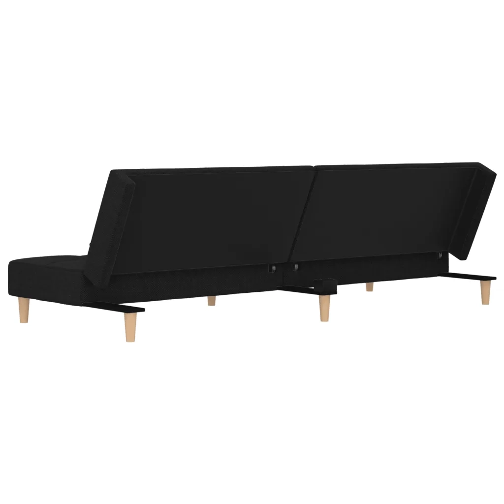 Divano Letto a 2 Posti con 2 Cuscini Nero in Tessuto 375794