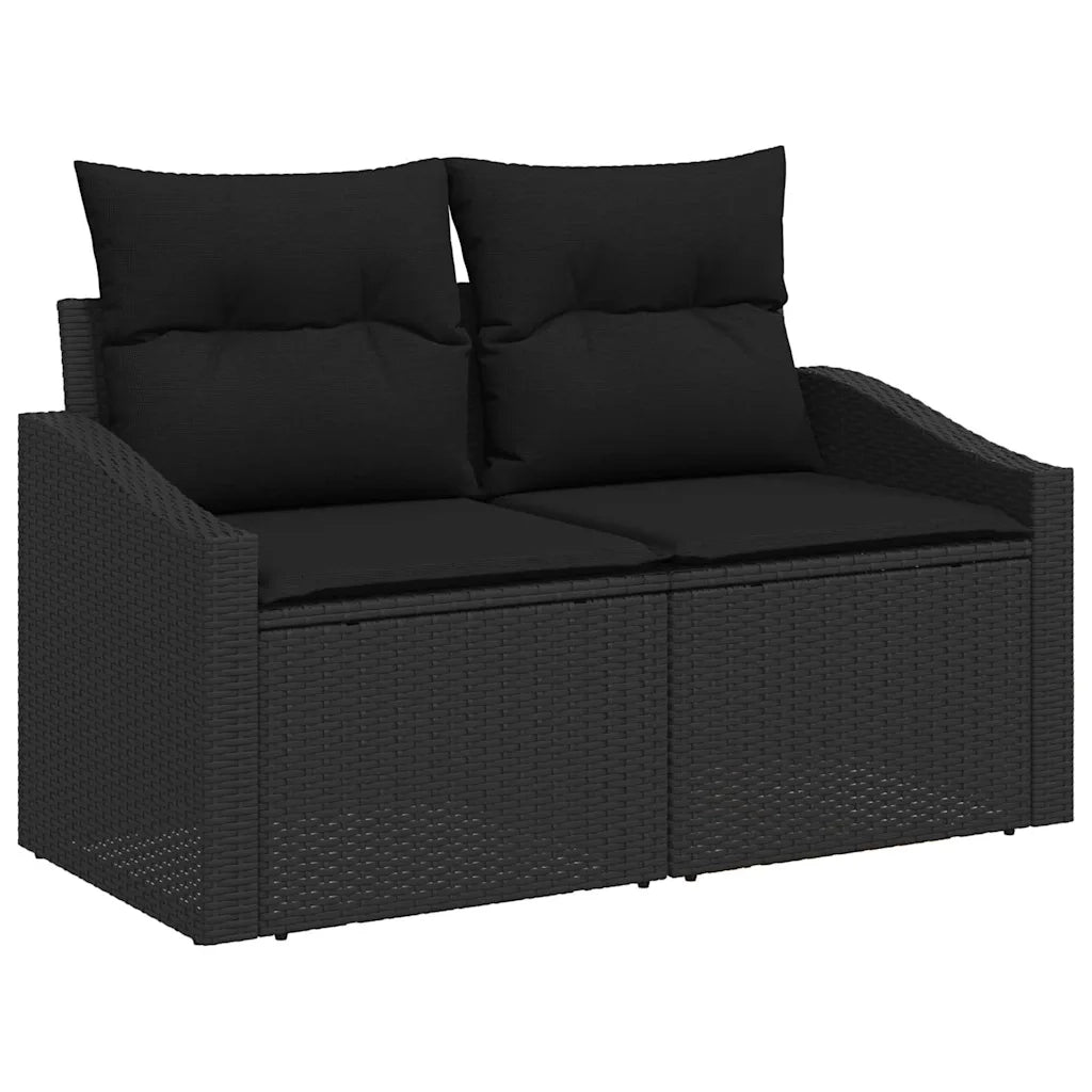 Set Divano da Giardino con cuscino 8 pcs Nero polyrattan 3355492