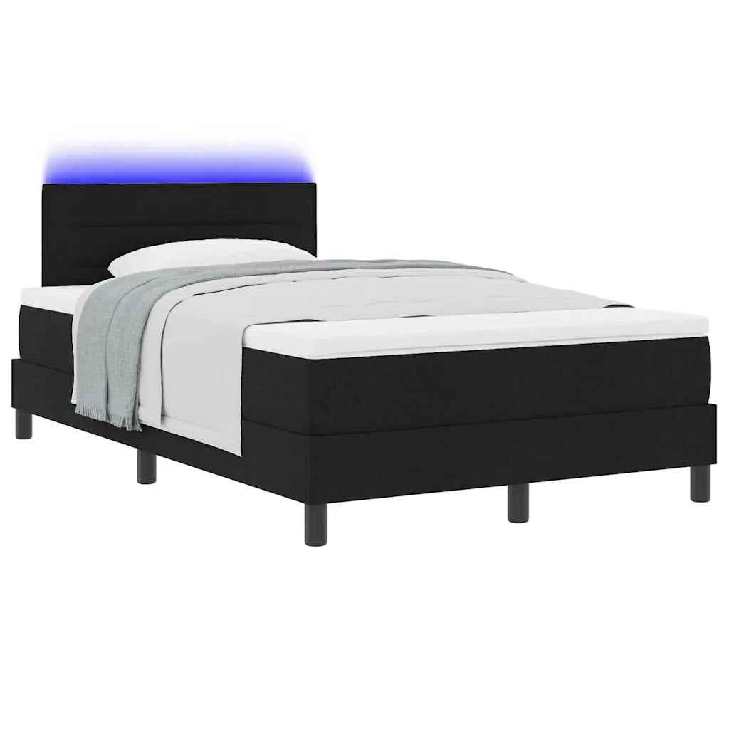 Letto a molle con strisce LED Nero 120 x 190 cm Tessuto 3342116